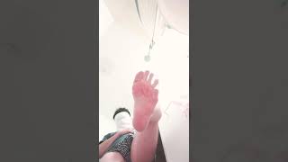 19 years old young boy feet and toes barefoot to stomping