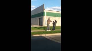 Ghetto woman beats up homeless man!