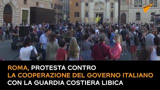 Roma, protesta contro la cooperazione del governo italiano con la guardia costiera libica