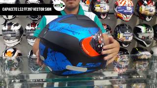 Capacete LS2 FF397 Vector Sign Fosco Preto Azul na Moto BR
