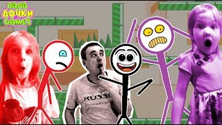 Приключения ТАНЦУЮЩИХ СТИКМЕНОВ в игре Stick Men Collect Bean 2 Игра на троих.  Огонь и Вода Стикмен