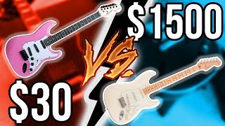Cheapest Guitar Ever vs. Expensive American Fender!! || Guitar Shootout