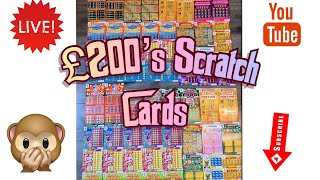 £200s worth Scratch Cards £100 loaded, 250k multiplier, 50 million, fruit fortune, blazin 7s WIN