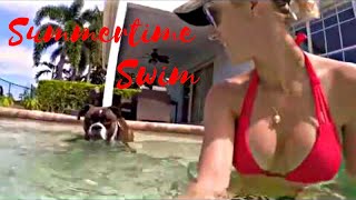 Summertime swim with the puppy