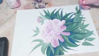 One stroke, Painting the piony, Рисуем пион двойным мазком, irishkalia