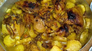 طريقه جديده لصنيه البطاطس بالفراخ بدون صلصه تستحق التجربه