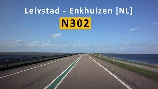 Дорога по озеру Markermeer в Нидерландах (N302 Lelystad - Enkhuizen [NL])