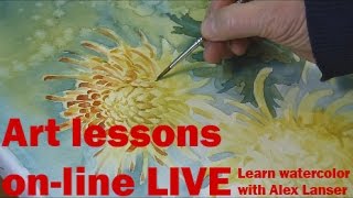 Art classes online | How to draw watercolor flowers| Artacademia Alex Lanser