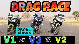 DRAG RACE | YAMAHA R15  V1 vs V2 vs V3 by KMF | Part-3