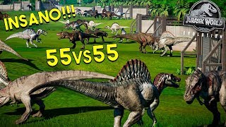 55 Espinossauros vs 55 Tiranossauros T-REX | Jurassic World Evolution | B. Jurássica [#27] | (PT/BR)