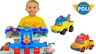 Новая База Робокаров с машинками Марк и Баки - Robocar Poli Headquarters -  Machines Mark and Bucky