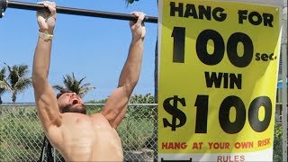 HANG CHALLENGE! 100 SECONDS, 100 DOLLARS! (NINJA WARRIOR ATTEMPT)