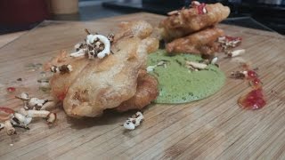 Crujiente de seitán con cremoso de matcha