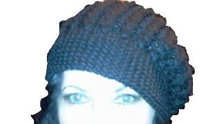 Шапка (берет), вязание спицами \Knitting hat