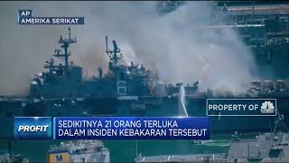 Kapal Perang USS Richard Milik AS Terbakar
