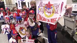 Russia: Cheering fans greet ROC athletes upon return from Beijing Winter Olympics