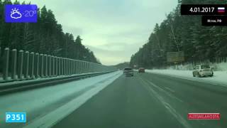 Driving through Sverdlovsk Oblast (Russia) from Rassokha to Yekaterinburg 4.01.2017 Timelapse x4