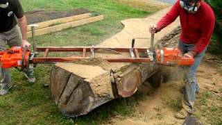 Slabcutting tree trunk for handcrafted furniture