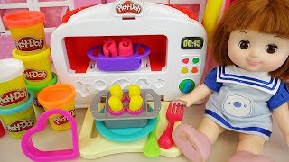 Baby doll and Play doh cooking micro oven kitchen toys play