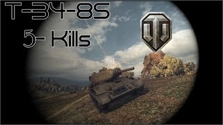 World Of Tanks - T-34-85 Derp Gun Gameplay 5 kills