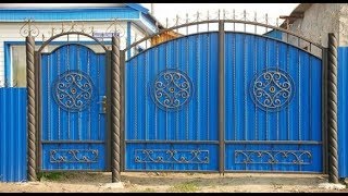 Красивые ворота из профнастила.