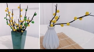 Веточка мимозы из синельной проволоки