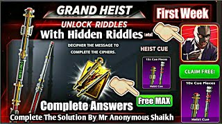 1 Week Heist Cue Riddles Solution | With Hidden Riddles