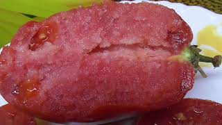 Томат Козье вымя поразил своими размерами плодов и их мясистостью! Дегустация томата Козье вымя.