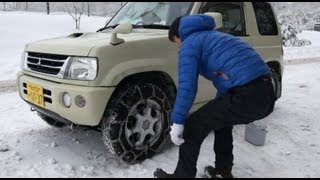 パジェロミニにタイヤチェーンを巻いて冬の大峰高原まで雪道ドライブ