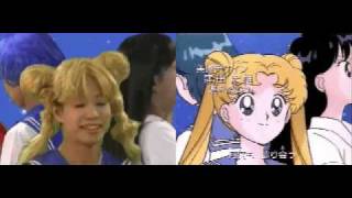 Sailor Moon - Live-Action OP Parody (Side-by-side Comparison)