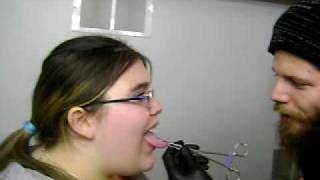Bekki 's tongue piercing (gone wrong)