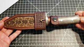 Ugly  blade re-factoring: a Small Bowie w/ snakeskin sheath and removable belt loop