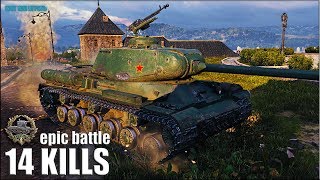 14 фрагов за бой wot ? герой Расейняя ? IS-2 World of Tanks epic battle