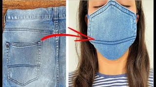 TAPABOCAS DE JEANS VIEJOS - DIY FACE MASK TUTORIAL FROM JEANS - MAKE FABRIC FACE MASK AT HOME