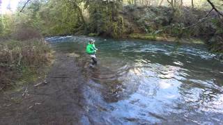 This is bobber fishing for steelhead. 2 hatchery fish. Bobber and jig.