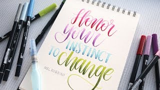 BRUSH LETTERING - Blending Tombow Markers with a Water Brush
