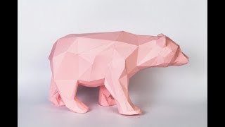 Медведь из бумаги в стиле Low Poly!!! Часть 1