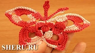 How To Crochet Small Butterfly Урок 14 Как связать бабочку