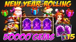 Битва Замков, Новогодний Ролл 50000 самов, 10 лег и 5 акционных карт, Castle Clash
