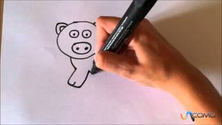 Como desenhar um porco animado
