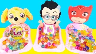 Paw Patrol Baby Skye, Chase In Real Life Bath Time, PJ Masks Owlette In Real Life