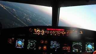 Airbus A320 AirMoldova Cockpit View.Landing in Domodedovo airport