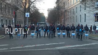 Italy: Protesters march against green pass in Milan