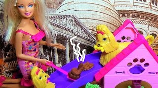 Барби питомцы накакали в парке. В парке с питомцами. Мультик про кукол/Barbie's dogs were drunk