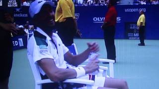 Andy Roddick Sits in Wrong Chair and Curses!!!