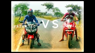 Fazer V.2 150 with Akrapovic Dual Exhaust vs Gixxer SF 155 Single Akrapovic Exhaust System drag race