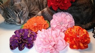 Fabric flowers:quilling flower/two ways of cut/Цветы из ткани: цветочки-рюш/два вида кроя/МК