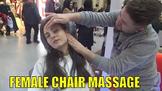 ASMR FEMALE CHAIR MASSAGE + NECK CRACK + female back ,neck ,face ,arm ,sleep massage= bayan masajı