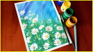 ?Рисуем ромашки гуашью для начинающих!