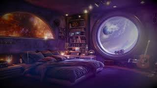 Cosmic Space Bedroom????‍ Fall asleep in Cozy Spaceship Orbiting Planet | Calm White Noise for Sleep
